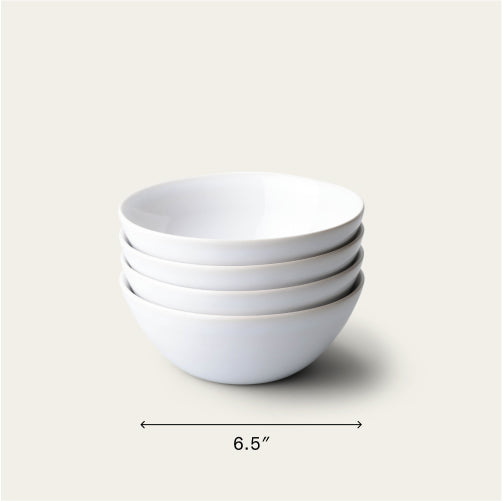 Breakfast bowls dinnerware by Fable Home, shown in a pearlwhite finish. – #pearlwhite