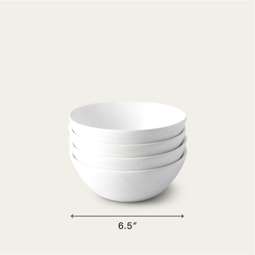 Breakfast bowls dinnerware by Fable Home, shown in a speckledwhite finish. – #speckledwhite