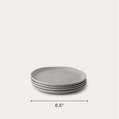 Dessert plates dinnerware by Fable Home, shown in a dovegray finish. – #dovegray