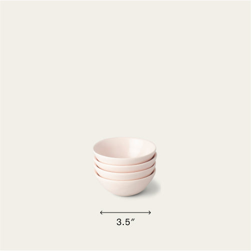 Little bowls dinnerware by Fable Home, shown in a blushpink finish. – #blushpink