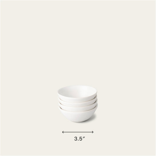 Little bowls dinnerware by Fable Home, shown in a speckledwhite finish. – #speckledwhite