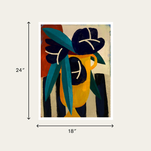 Black Flowers Print - 18 x 24