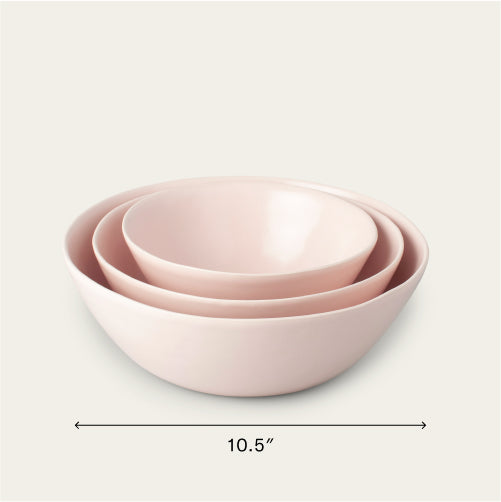 Nested serving bowls dinnerware by Fable Home, shown in a blushpink finish. – #blushpink
