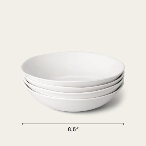 Pasta bowls dinnerware by Fable Home, shown in a cloudwhite finish. – #cloudwhite