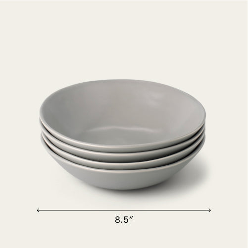 Pasta bowls dinnerware by Fable Home, shown in a dovegray finish. – #dovegray