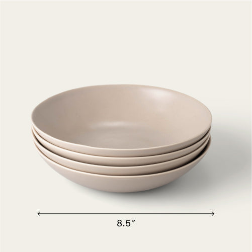 Pasta bowls dinnerware by Fable Home, shown in a deserttaupe finish. – #deserttaupe