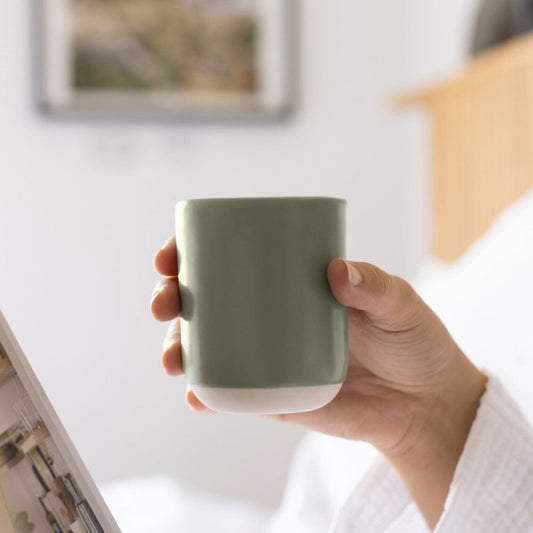 Cappuccino cups drinkware by Fable Home, shown in a beachgrassgreen finish. – #beachgrassgreen