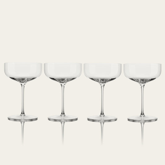 Coupe glasses glassware by Fable Home, shown in a clear finish. – #clear