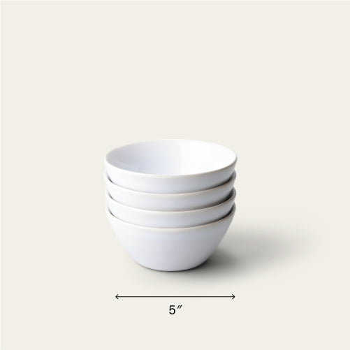 Dessert bowls dinnerware by Fable Home, shown in a pearlwhite finish. – #pearlwhite