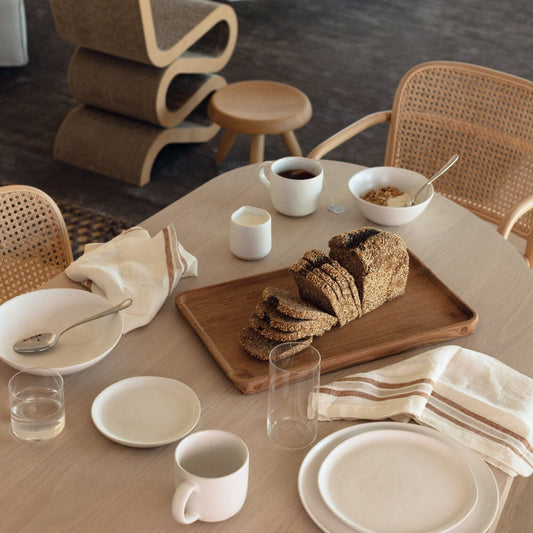 Dinnerware set bundles by Fable Home, shown in a speckledwhite finish. – #speckledwhite