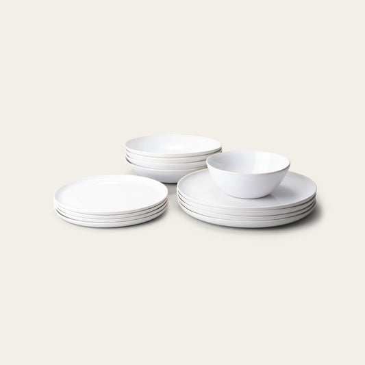 Dinnerware set bundles by Fable Home, shown in a pearlwhite finish. – #pearlwhite