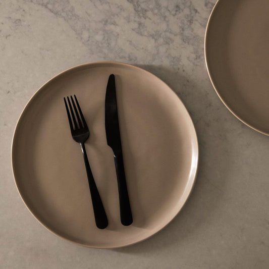 Flatware set flatware by Fable Home, shown in a matteblack finish. – #matteblack