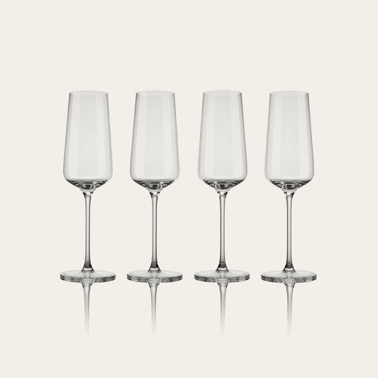 Flute glasses glassware by Fable Home, shown in a clear finish. – #clear