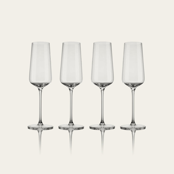 Flute glasses glassware by Fable Home, shown in a clear finish. – #clear