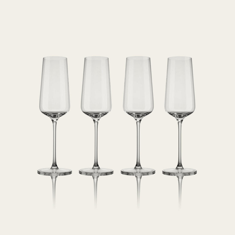 Flute glasses glassware by Fable Home, shown in a clear finish. – #clear