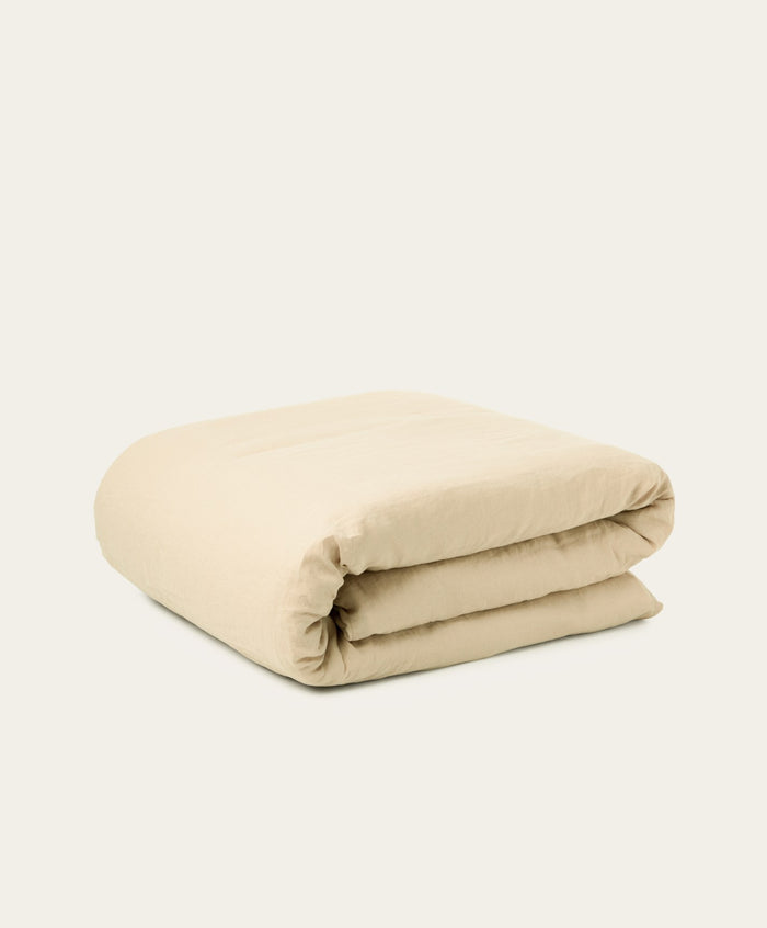 Linen Duvet Cover by Fable Home, shown in Birch Sand. – #birchsand/full/queen #birchsand/king