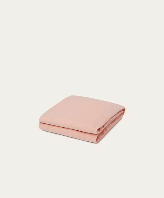 Linen Fitted Sheet by Fable Home, shown in Autumn Rose. – #autumnrose/full #autumnrose/queen #autumnrose/king