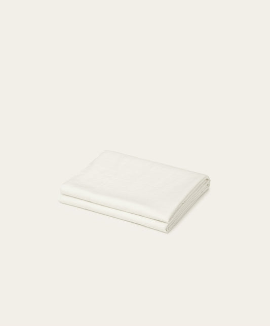 Linen Flat Sheet by Fable Home, shown in Shell White. – #shellwhite/full/queen #shellwhite/king