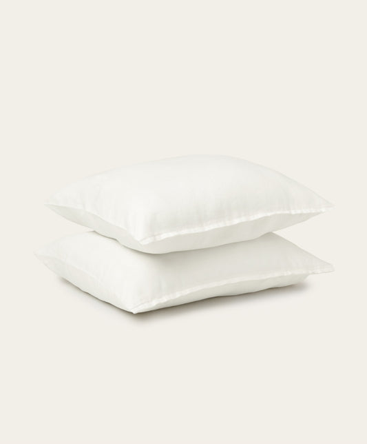 Linen Pillowcase Pair by Fable Home, shown in Shell White. – #shellwhite/standard #shellwhite/king