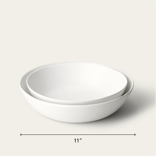 Low serving bowls serveware by Fable Home, shown in a cloudwhite finish. – #cloudwhite