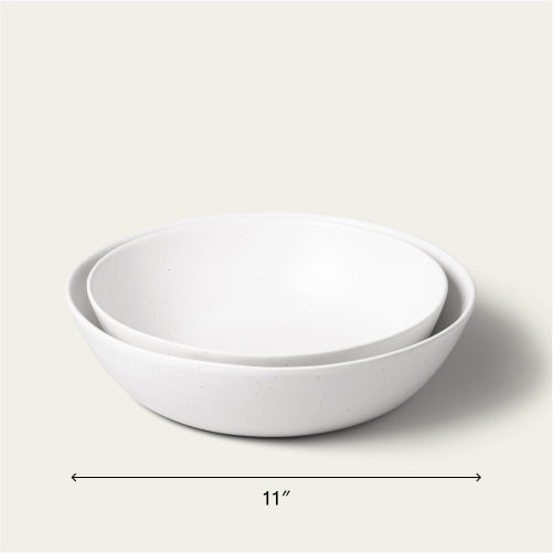 Low serving bowls serveware by Fable Home, shown in a speckledwhite finish. – #speckledwhite