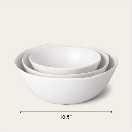 Nested serving bowls dinnerware by Fable Home, shown in a cloudwhite finish. – #cloudwhite