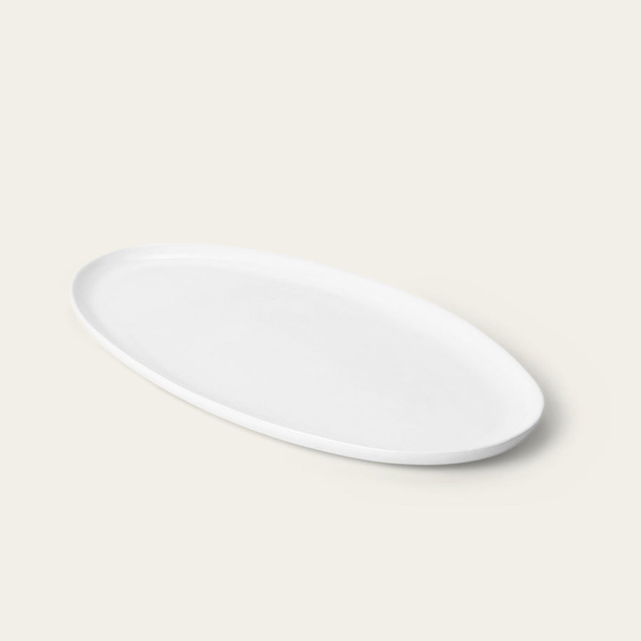 Oval serving platter dinnerware by Fable Home, shown in a pearlwhite finish. – #pearlwhite