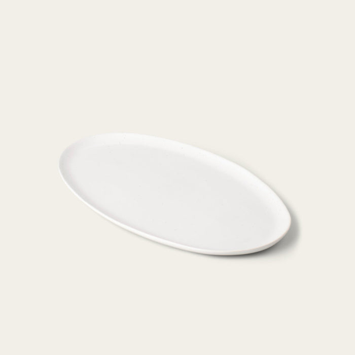 Oval serving platter dinnerware by Fable Home, shown in a speckledwhite finish. – #speckledwhite