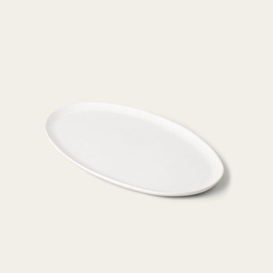 Oval serving platter dinnerware by Fable Home, shown in a speckledwhite finish. – #speckledwhite