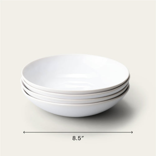 Pasta bowls dinnerware by Fable Home, shown in a pearlwhite finish. – #pearlwhite