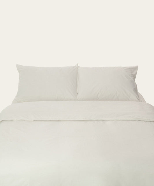 Percale Complete Bed Set by Fable Home, shown in Shell White. – #shellwhite/queen #shellwhite/king