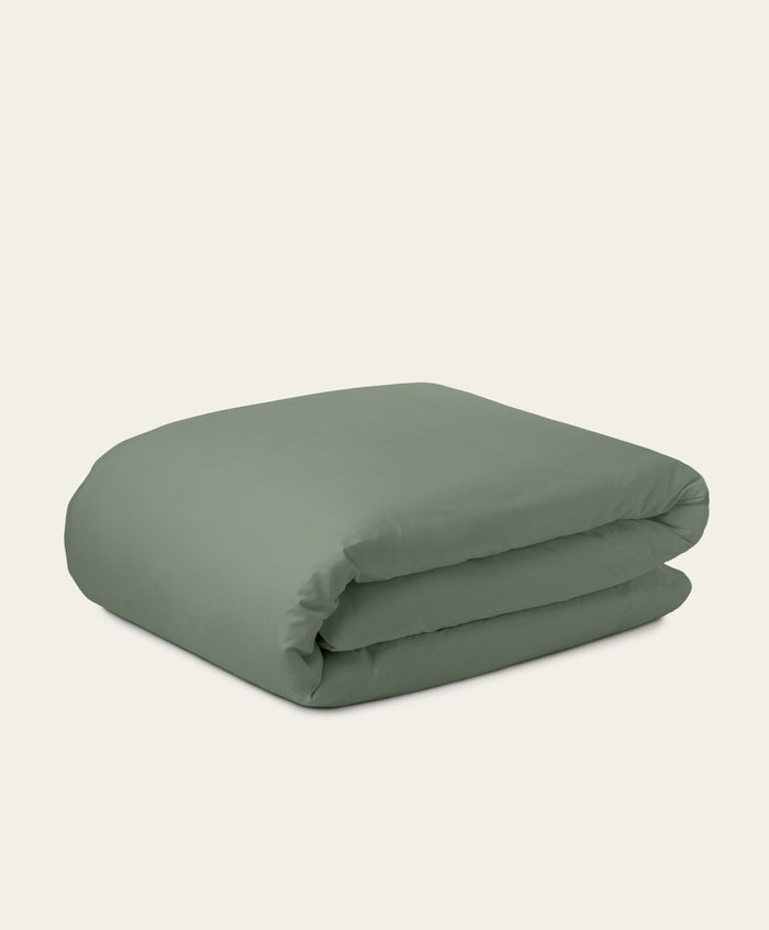 Percale Duvet Cover by Fable Home, shown in Juniper Green. – #junipergreen/full/queen #junipergreen/king