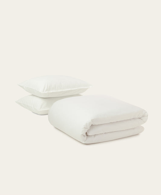 Percale Duvet Set by Fable Home, shown in Shell White. – #shellwhite/full/queen #shellwhite/king