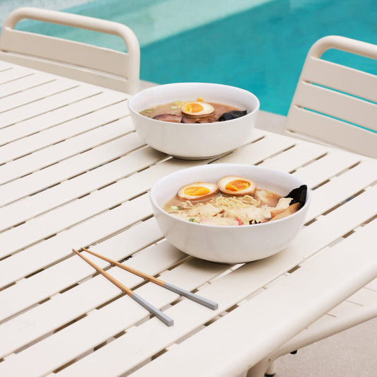 Ramen set bundles by Fable Home, shown in a speckledwhite/dovegray finish. – #speckledwhite/dovegray