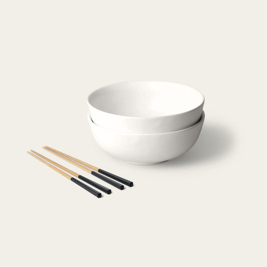Ramen set bundles by Fable Home, shown in a speckledwhite/ashblack finish. – #speckledwhite/ashblack