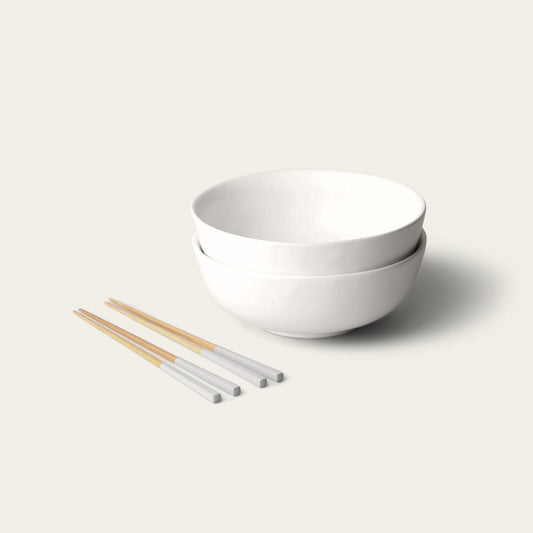 Ramen set bundles by Fable Home, shown in a speckledwhite/dovegray finish. – #speckledwhite/dovegray