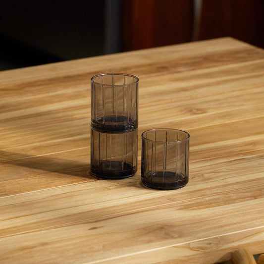 Rocks glasses glassware by Fable Home, shown in a smokegray finish. – #smokegray