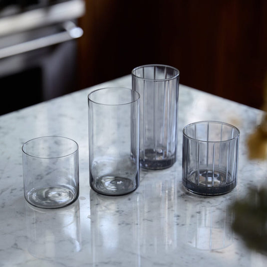 Rocks glasses glassware by Fable Home, shown in a smokegray finish. – #smokegray