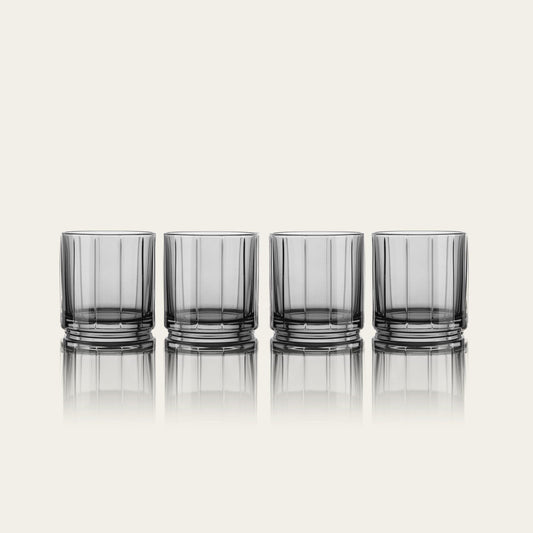 Rocks glasses glassware by Fable Home, shown in a smokegray finish. – #smokegray