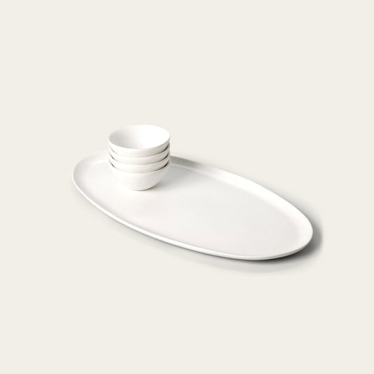 Serving platter set bundles by Fable Home, shown in a speckledwhite finish. – #speckledwhite