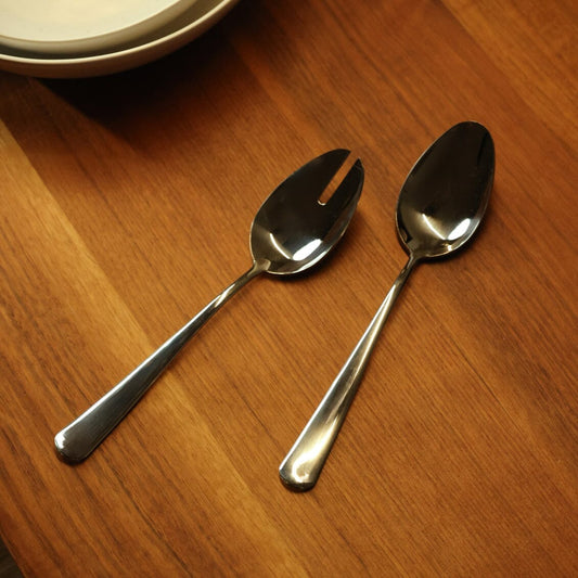Serving spoons flatware by Fable Home, shown in a polishedsilver finish. – #polishedsilver