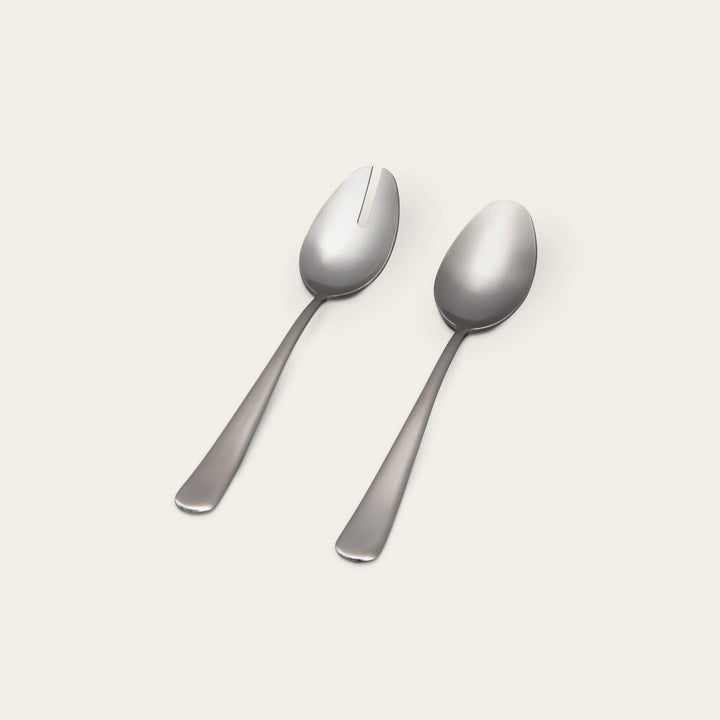 Serving spoons flatware by Fable Home, shown in a mattegold finish. – #mattegold
