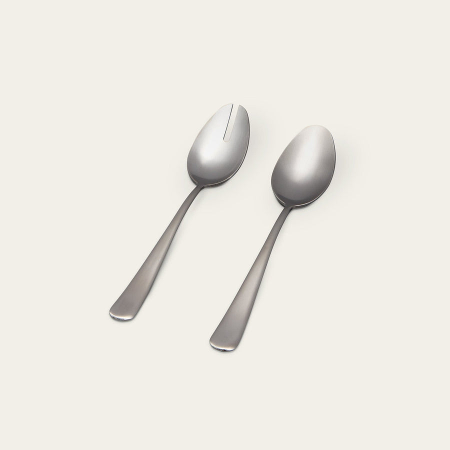 Serving spoons flatware by Fable Home, shown in a mattesilver finish. – #mattesilver