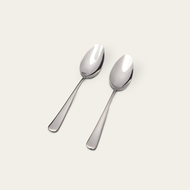 Serving spoons flatware by Fable Home, shown in a mattegold finish. – #mattegold
