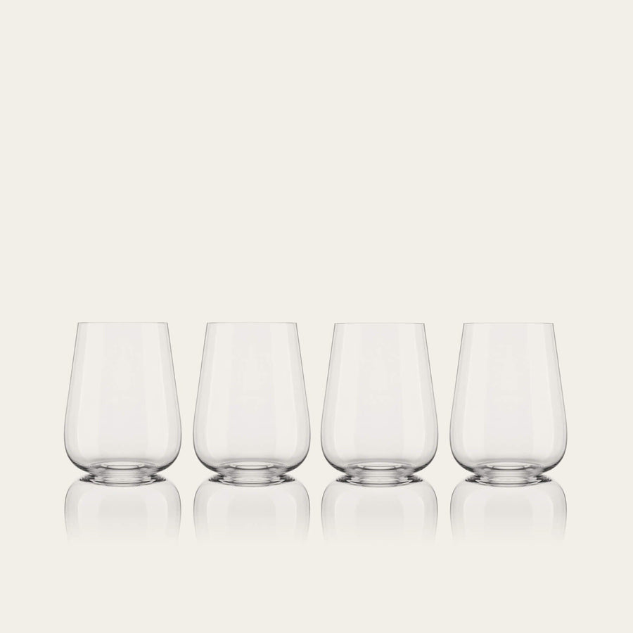 Stemless wine glasses glassware by Fable Home, shown in a clear finish. – #clear