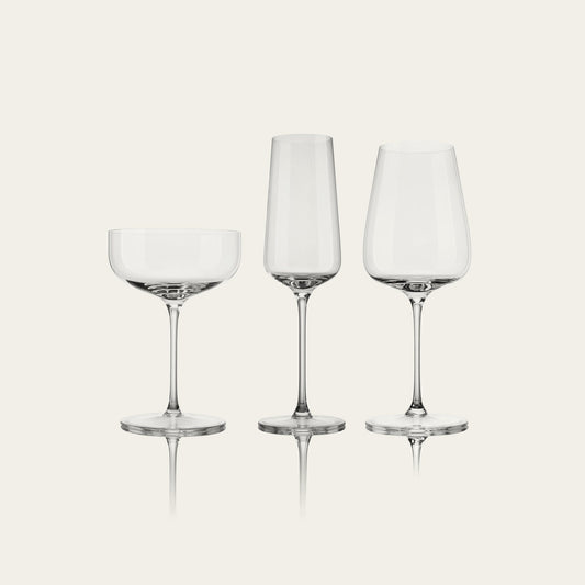 Stemware set bundles by Fable Home, shown in a clear finish. – #clear