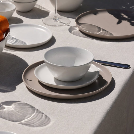 Breakfast bowls dinnerware by Fable Home, shown in a speckledwhite finish. – #speckledwhite
