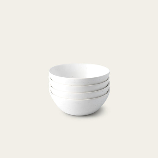 Breakfast bowls dinnerware by Fable Home, shown in a speckledwhite finish. – #speckledwhite