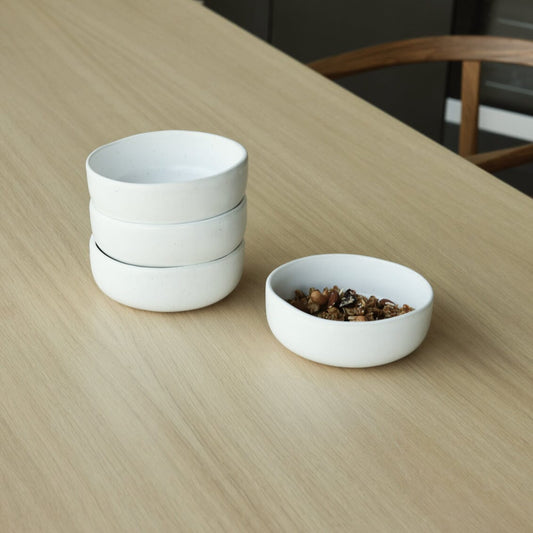 Cereal bowls dinnerware by Fable Home, shown in a speckledwhite finish. – #speckledwhite
