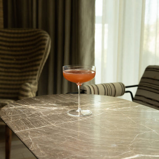 Coupe glasses glassware by Fable Home, shown in a clear finish. – #clear